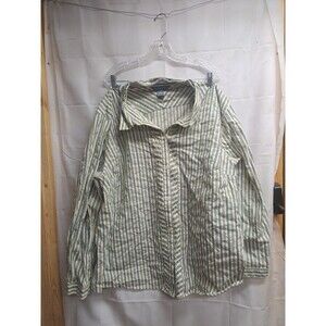 Koret Woman Green And Brown Stripe Long Sleeve Button Up Shirr Size 5x